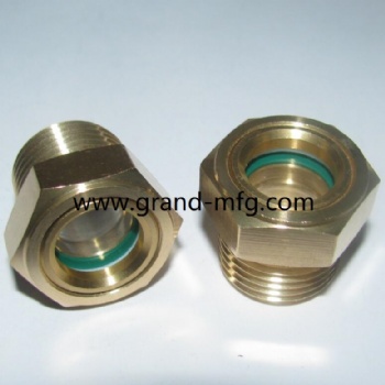 1/2'' BSPT Brass Super Transparent Oil Sight Plug Sanitary Sight Window,Flat Top Oil Sight Glass,Knob Type Sight Glass